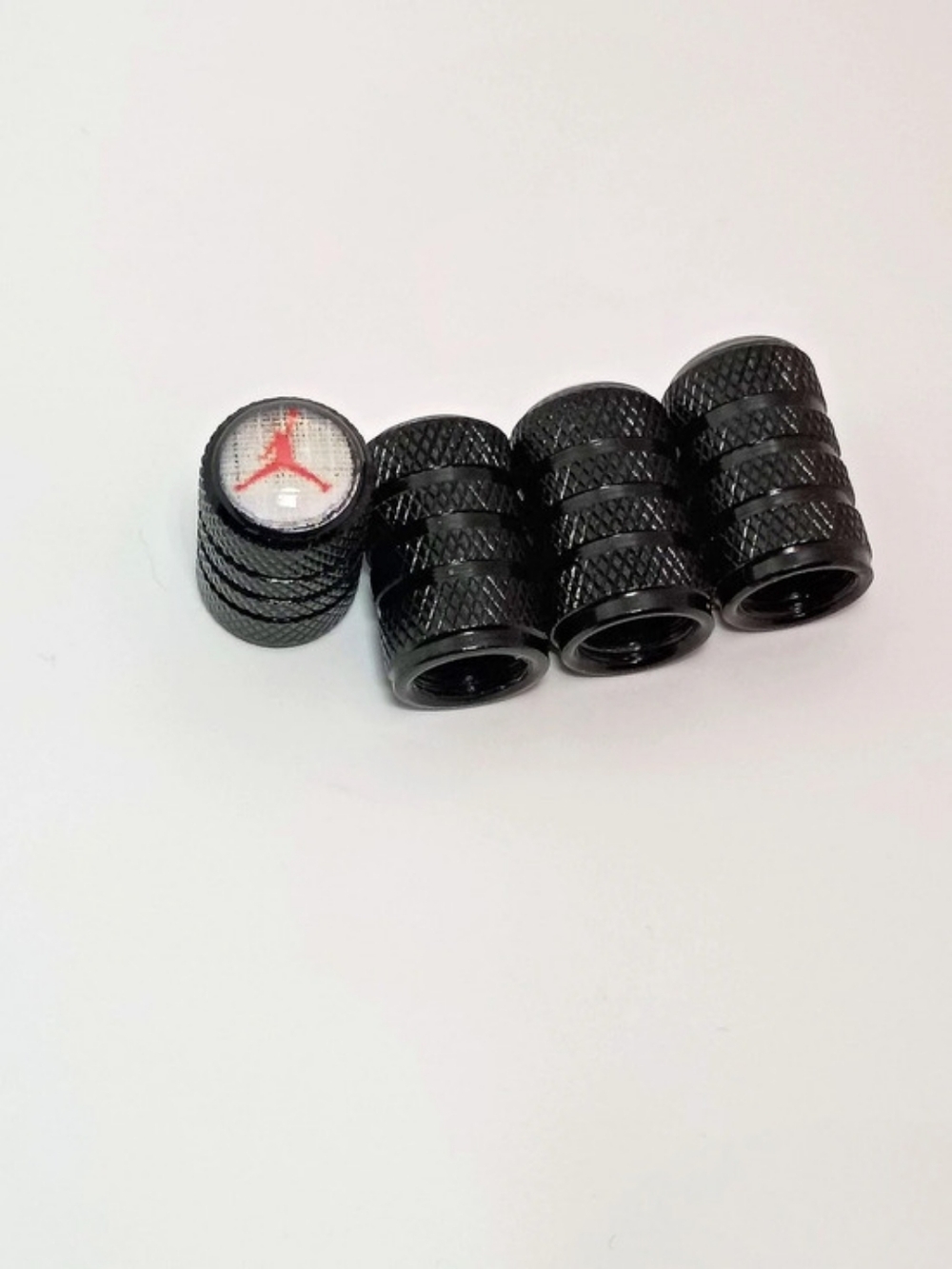 Jordan Black & Red Tire Valve Stem Caps Set Of 4